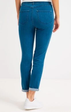 Pantalon Jean Slim Avec Boutons 6 Pantalon Jean Slim Avec Boutons -Haute couture k pantalon jean slim avec boutons armand thiery femme BLEU back 45