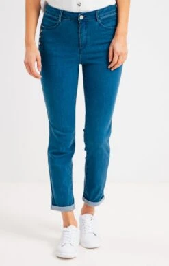 Pantalon Jean Slim Avec Boutons 7 Pantalon Jean Slim Avec Boutons -Haute couture k pantalon jean slim avec boutons armand thiery femme BLEU o 45