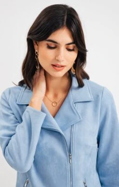 Perfecto En Suédine Zippée -Haute couture k perfecto en suedine zippee armand thiery femme BLEU CIEL d1 60