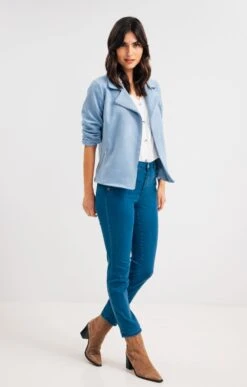 Perfecto En Suédine Zippée -Haute couture k perfecto en suedine zippee armand thiery femme BLEU CIEL o 60