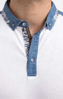 Polo Manches Courtes Jean -Haute couture k polo manches courtes jean at company BLANC d 48