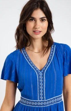 Robe En Crépon Viscose -Haute couture k robe en crepon viscose affinites BLEU DUR d1 46