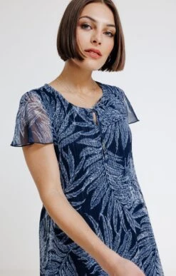 Robe Plissée Imprimée -Haute couture k robe plissee imprimee affinites MARINE d1 2