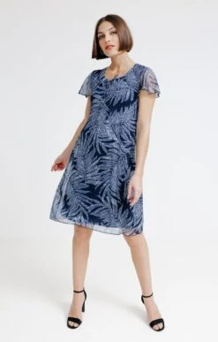 Robe Plissée Imprimée -Haute couture k robe plissee imprimee affinites MARINE o 2