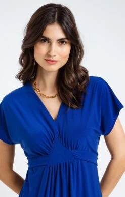 Robe Unie Col V -Haute couture k robe unie col v armand thiery femme BLEU DUR d1 46