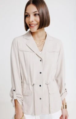 Saharienne Col Tailleur Avec Boutons -Haute couture k saharienne col tailleur avec boutons affinites BEIGE d1 44