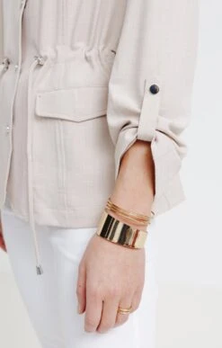 Saharienne Col Tailleur Avec Boutons -Haute couture k saharienne col tailleur avec boutons affinites BEIGE d2 44