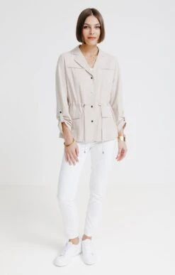 Saharienne Col Tailleur Avec Boutons -Haute couture k saharienne col tailleur avec boutons affinites BEIGE o 44