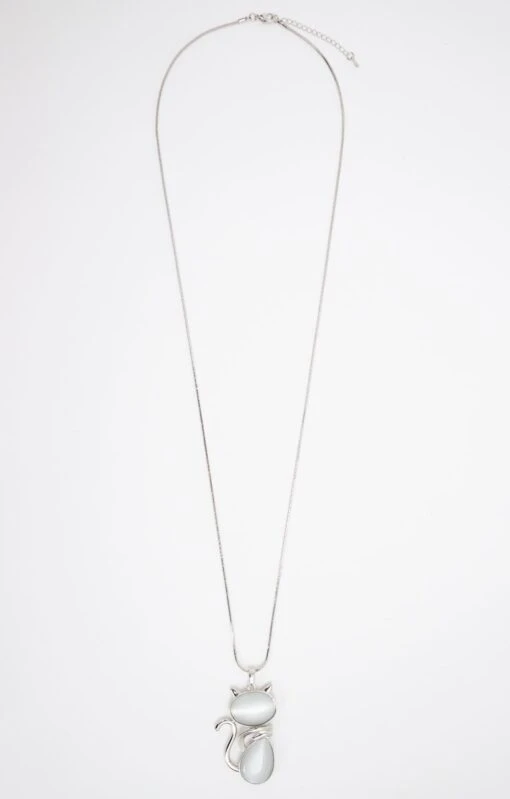 SAUTOIR PENDENTIF ARGENT 2 PIERRES