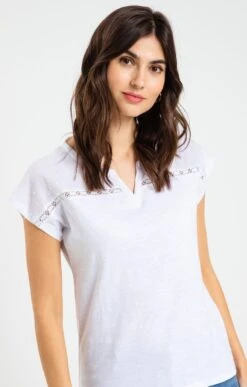 Tee-shirt Uni Plumetis -Haute couture k tee shirt affinites BLANC d1 48