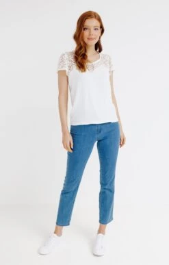 Tee-shirt Bi Matière Et Galon Fantaisie 6 Tee-shirt Bi Matière Et Galon Fantaisie -Haute couture k tee shirt bi matiere et galon fantaisie affinites BLANC o 48