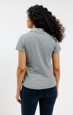 Tee-shirt Col Chemise Manches Courtes 5 Tee-shirt Col Chemise Manches Courtes -Haute couture k tee shirt col chemise manches courtes affinites TILLEUL back 229