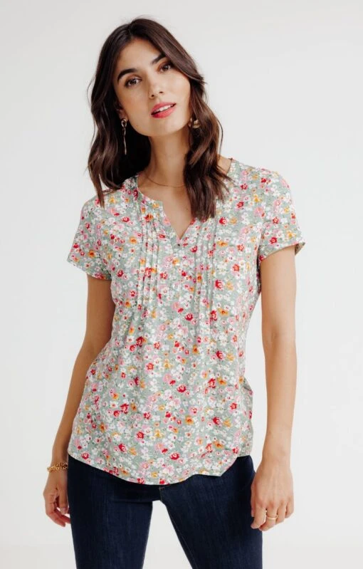 Tee-shirt Col Mao Avec Plis