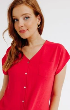 Tee-shirt Col V Avec Bas Noué -Haute couture k tee shirt col v avec bas noue affinites FUCHSIA d1 65