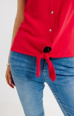 Tee-shirt Col V Avec Bas Noué -Haute couture k tee shirt col v avec bas noue affinites FUCHSIA d2 65