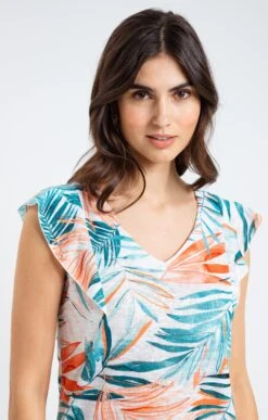 Tee-shirt Col V Avec Volants -Haute couture k tee shirt col v avec volants armand thiery femme BLANC d1 48