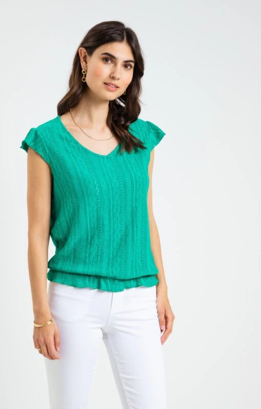 Tee-shirt Dentelle Macramé Bas élastiqué