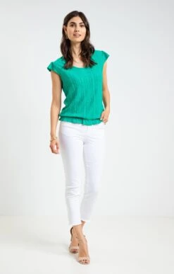 Tee-shirt Dentelle Macramé Bas élastiqué -Haute couture k tee shirt dentelle macrame bas elastique armand thiery femme AUTRE VERT o 241