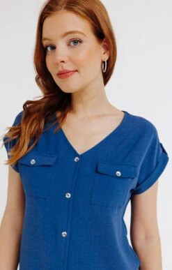 Tee-shirt Fausse Patte De Boutonnage -Haute couture k tee shirt fausse patte de boutonnage affinites INDIGO d1 93