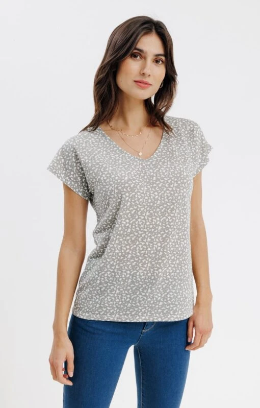 Tee-shirt Imprimé Manches Courtes Col V