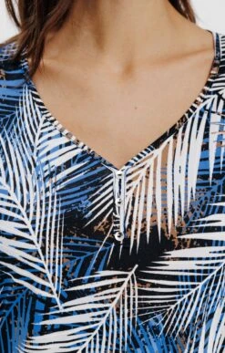 Tee-shirt Manche Courte Imprimé Tropical 9 Tee-shirt Manche Courte Imprimé Tropical -Haute couture k tee shirt manche courte imprime tropical armand thiery femme BLEU DUR d2 46