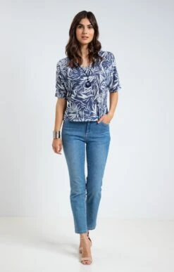 TEE-SHIRT MANCHES COUDES AVEC COLLIER -Haute couture k tee shirt manches coudes armand thiery femme BLEU o 45