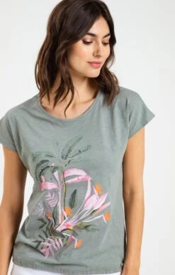 Tee-shirt Manches Courtes -Haute couture k tee shirt manches courtes affinites VERT NIL d1 69