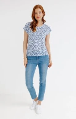 TEE-SHIRT MANCHES COURTES COL ROND -Haute couture k tee shirt manches courtes col rond affinites BLANC o 48