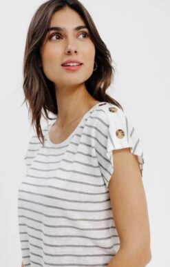 Tee-shirt Manches Courtes Rayé -Haute couture k tee shirt manches courtes raye armand thiery femme KAKI CLAIR d1 104