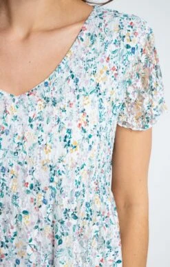 Tee-shirt Plissé Col V Manches Courtes -Haute couture k tee shirt plisse col v manches courtes armand thiery femme ECRU d2 68