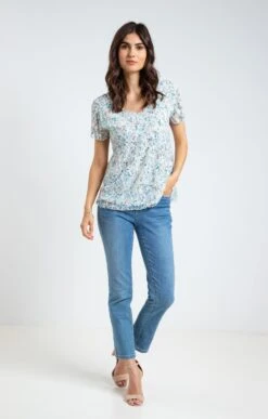 Tee-shirt Plissé Col V Manches Courtes -Haute couture k tee shirt plisse col v manches courtes armand thiery femme ECRU o 68