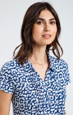 Tee-shirt Plissé Manches Courtes -Haute couture k tee shirt plisse manches courtes armand thiery femme BLEU d1 45