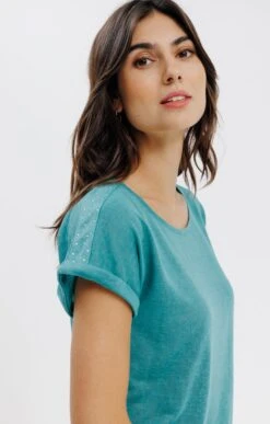 Tee-shirt Uni Manches Courtes Col Rond -Haute couture k tee shirt uni manches courtes col rond armand thiery femme SAPIN d1 143