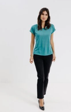 Tee-shirt Uni Manches Courtes Col Rond -Haute couture k tee shirt uni manches courtes col rond armand thiery femme SAPIN o 143