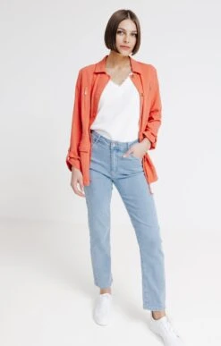 Veste Fluide Mélange Lin -Haute couture k veste fluide melange lin affinites ROUGE CLAIR o 243