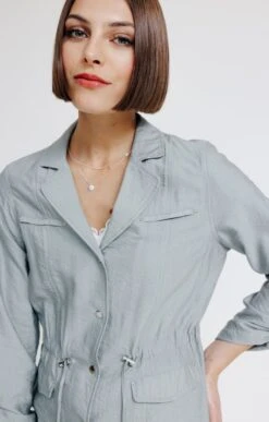 Veste Saharienne Avec Coulisse -Haute couture k veste saharienne avec coulisse affinites VERT NIL d2 69