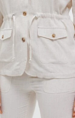 Veste Saharienne Fluide En Mélange Lin -Haute couture k veste saharienne fluide en melange lin affinites BEIGE d3 44